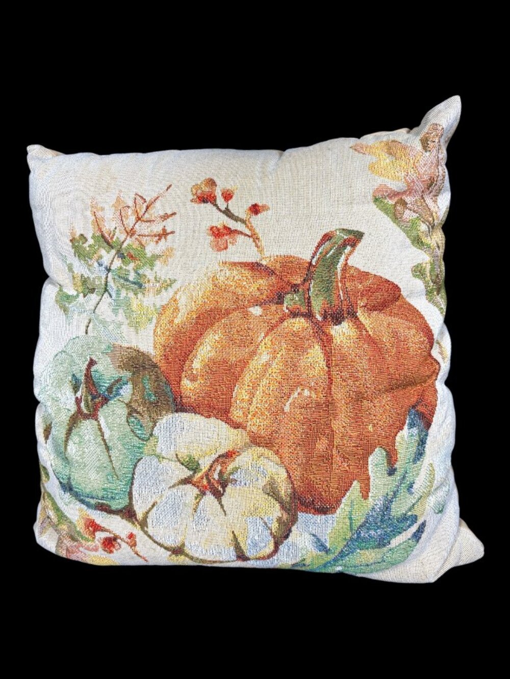 Mainstays Fall Harvest Pumpkin Tapestry Throw Pillow 17x17 Autumn Decor